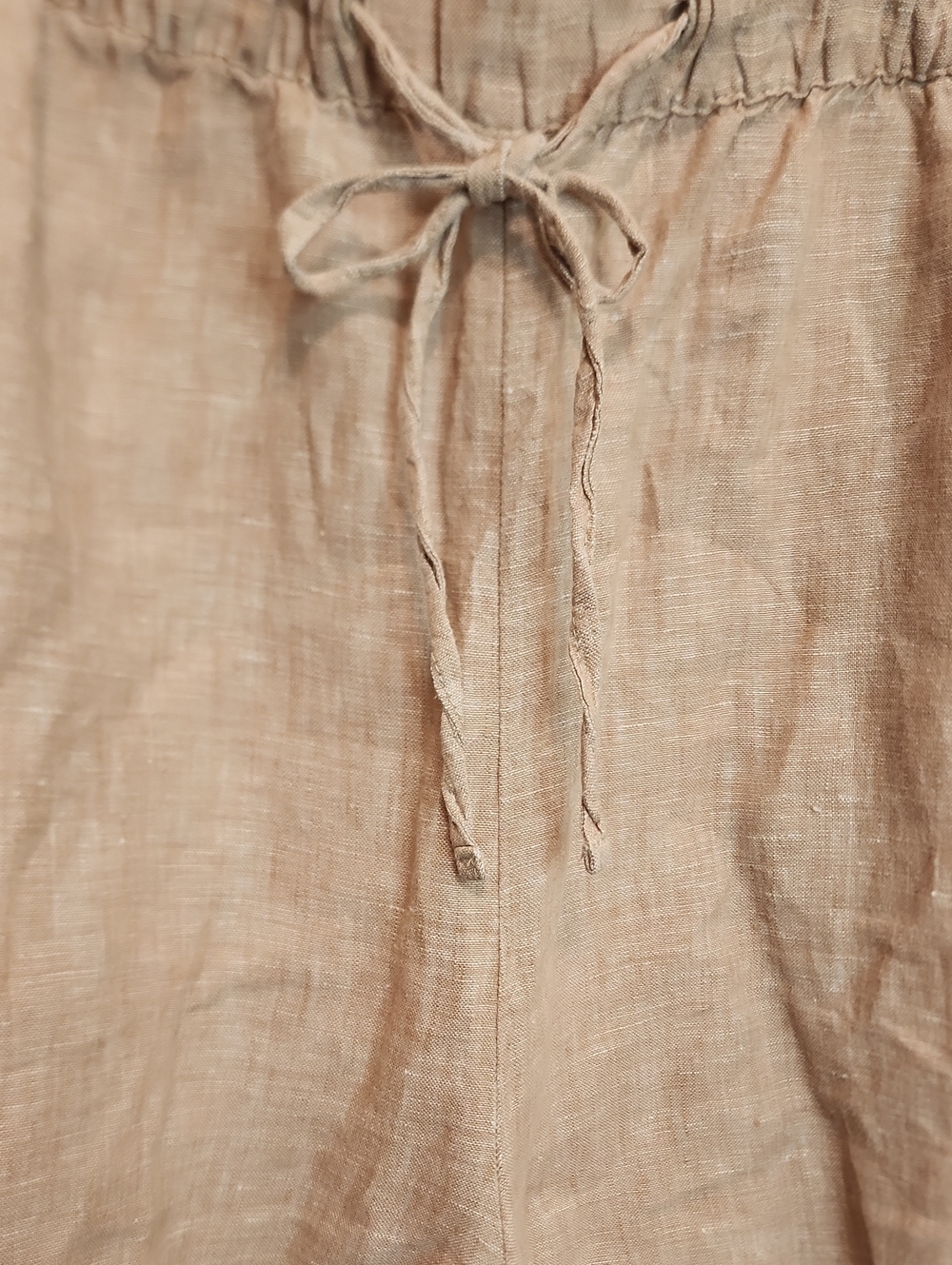 Tahari 100% Linen Drawstring 4 Pockets Shorts - Elastic Waist Light Beige - Picture 5 of 9